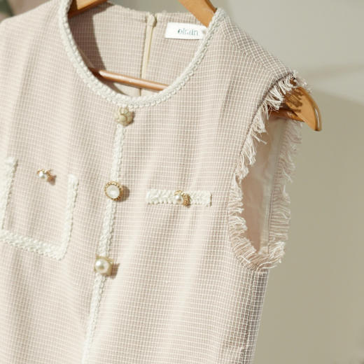 欧芮儿春新品职场女小香风外穿无袖圆领连衣裙 商品图4