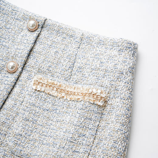 欧芮儿年春新款高腰显瘦小香风半身裙女气质百搭流苏短裙 商品图3