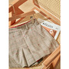 欧芮儿春装款女装格子短裤女高腰刺绣阔腿裤休闲短裤口袋女裤 商品缩略图1