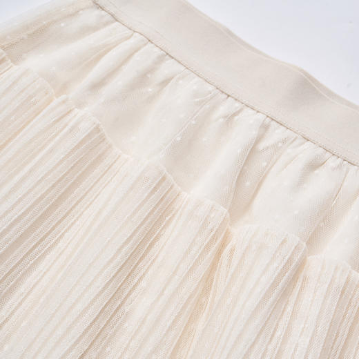 欧芮儿春新款高腰显瘦雪纺半身裙女中长款蕾丝透视网纱裙 商品图3