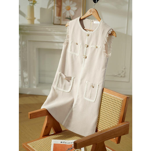 欧芮儿春新品职场女小香风外穿无袖圆领连衣裙 商品图0