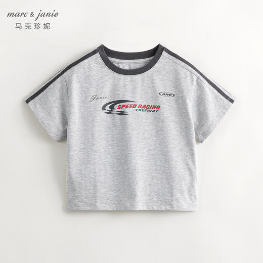 [凉感透气]马克珍妮男童美式侧边条纹短袖T恤儿童上衣夏装240577 商品图1