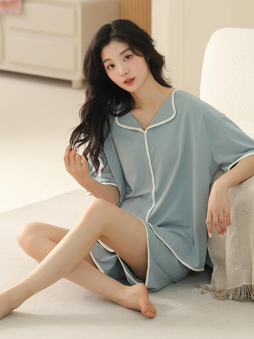 可真空、防凸点❗ 一件=两件✅【莫代尔裸感家居服】💤 自带胸垫，无感0束缚👍 凉感莫代尔，柔滑不闷热💦 居家/出门都🉑最 商品图3