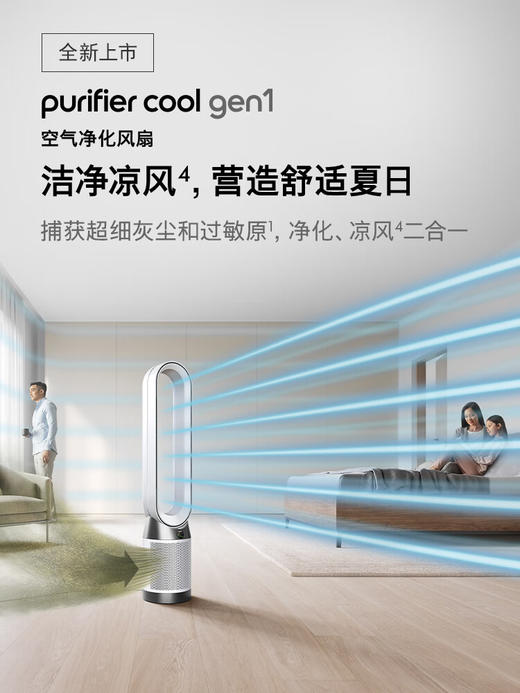 戴森（DYSON）TP10空气净化风扇Gen1 循环凉风、吸附甲醛二合一 捕获颗粒物 过敏原 有效滤除异味 白色 商品图1