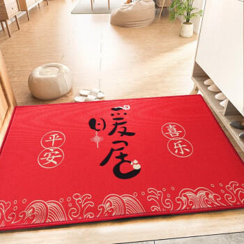 梦蜓入户地垫门口脚垫入户门进门垫子红色防滑耐脏地垫80*120cm暖居 商品图3