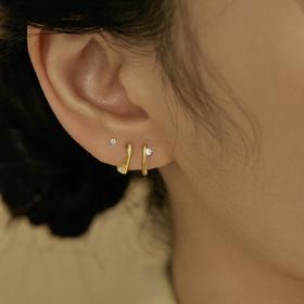 Oflye潮流饰品 不对称锆石精致极简纯银耳环轻奢小众气质耳饰小钻S925银耳钉时尚配饰