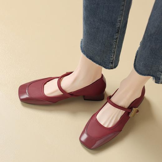 ZHR则则法式复古方头单鞋女鞋2024春季新款优雅舒适粗跟玛丽珍鞋 商品图9