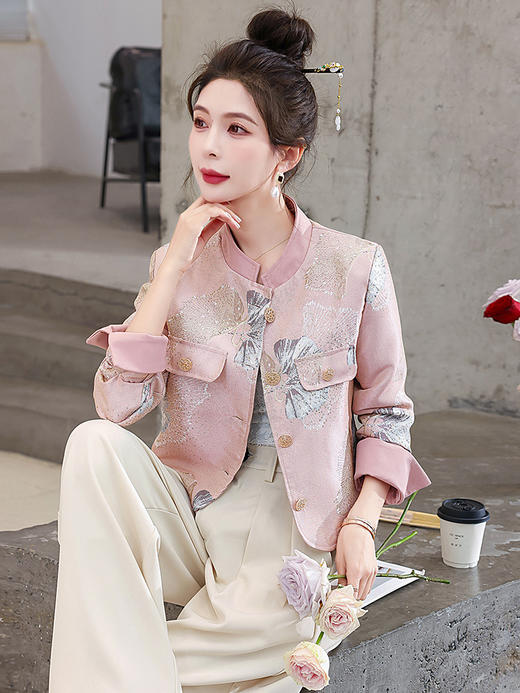 2024年春季上新气质时尚立领新中式提花外套HMQY5211 商品图1