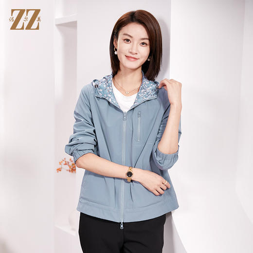 佐尔美春季新款 时尚连帽短风衣外套女E33FD05 商品图2