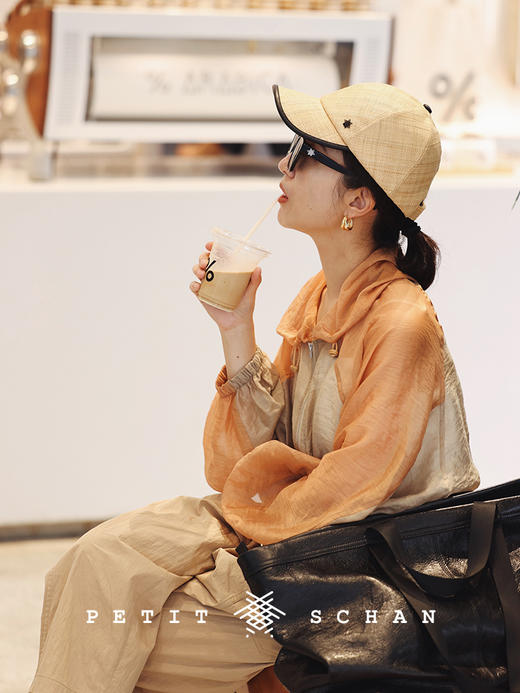 PETIT SCHAN小闪  #050  Windrider 风骑士 呼吸感拉菲草编织羊皮包边拼接鸭舌棒球帽 商品图1