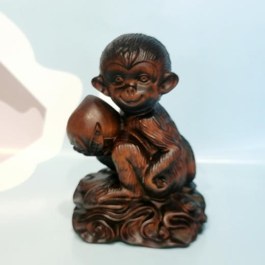 huaxin灵猴献寿°大小款黄杨木摆件 商品图7