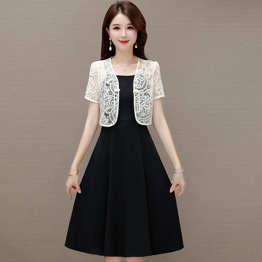 中长款内搭，短袖镂空短外披两件套裙QYM-XYKL-28106-L 商品图0