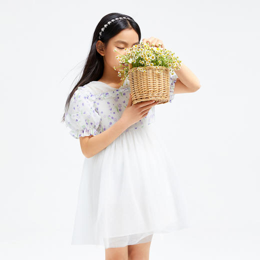 女童短袖连衣裙新款夏网纱甜美法式浪漫公主裙子安奈儿童装EG423087 商品图2