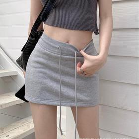 【百搭显瘦！纯色半身裙女】高腰+抽绳，显苗条又舒适；A字裙摆，既轻盈又凸显腿部线条；松紧短裙卫裤，让你随性又利落！