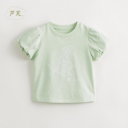 【马克珍妮 芦芙】女童铃兰花泡泡袖短袖T恤儿童上衣夏装240566 商品图2