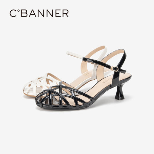 千百度时尚罗马凉鞋女夏季一字带细高跟鞋轻奢绝美凉鞋A24341062 商品图1