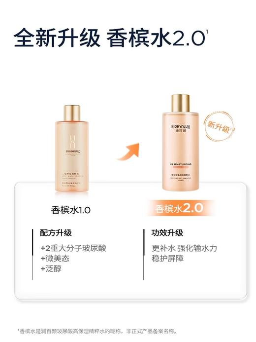 「香槟水」润百颜玻尿酸高保湿精粹水300ml，补水保湿 润泽肌肤  华熙生物玻尿酸香槟水二裂酵母烟酰胺爽肤水精华水 商品图2