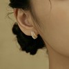 Oflye潮流饰品 S925银针法式金色半圈锆石星星耳钉人造珍珠多层耳环小众设计感精致气质耳饰配饰 商品缩略图1