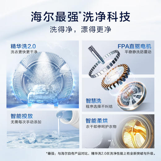 以旧换新-海尔滚筒洗衣机全自动 洗烘一体机 直驱精华洗82S 10公斤 直驱防震动 纯平嵌入  商品图1
