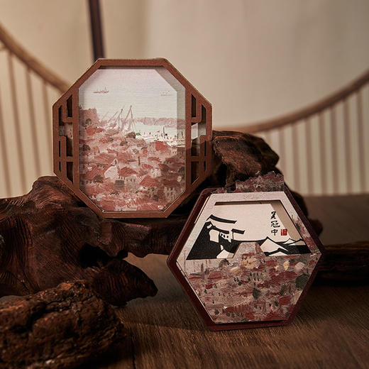 吴冠中 纪念大宅 青岛红楼 墙上姻亲系列 木质卷轴 冰箱贴5款 家居饰品 居家装饰 商品图2