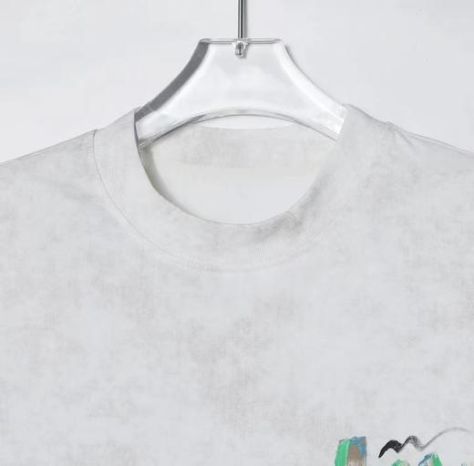 T5B67580夏季新款重工花图案印花短袖t恤男女宽松半袖体恤潮圆领时尚情侣 商品图2