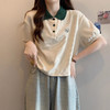 【胖mm休闲宽松显瘦短款！大码短袖t恤】夏季热卖面料舒适不紧绷，小众polo领正肩短袖t恤女 商品缩略图1
