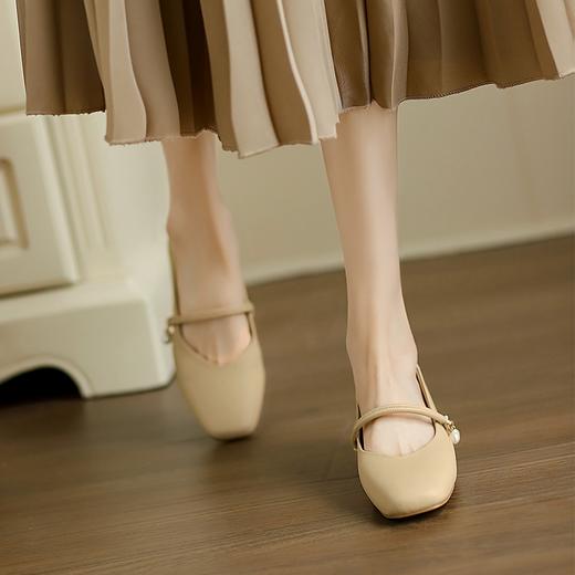 ZHR浅口单鞋女2024新款时尚粗跟小皮鞋子百搭玛丽珍鞋女鞋ins方头 商品图5