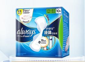 护舒宝液体卫生巾棉柔夜用270mm 10片装
