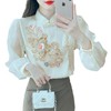 ALBB-新中式国风刺绣衬衫女长袖内搭雪纺上衣 商品缩略图4