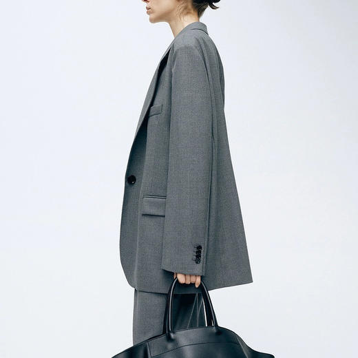 羊毛精纺灰色女绅士西装 满分摩登造型 英伦斜纹呢复古时髦 职场通勤品味尽显 面料考究垂感好G0727 商品图9