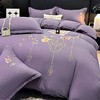 TZF-ins北欧风花开富贵纯色刺绣四件套床单被罩可裸睡亲肤款床上用品 商品缩略图3