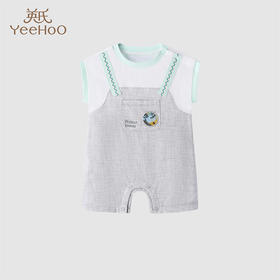 英氏男宝宝哈衣夏季透气婴儿连体衣2024新款爬服夏装YRHBJ2Q330A