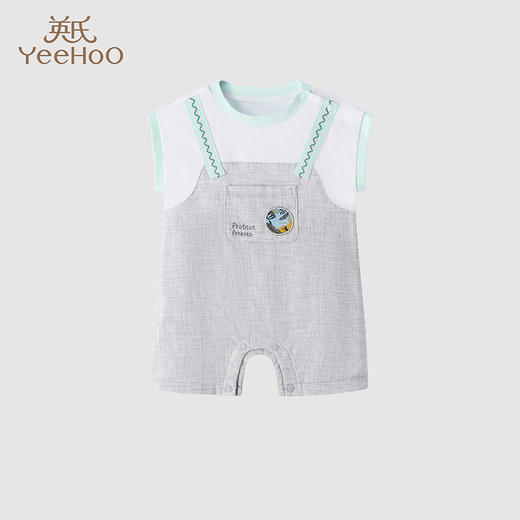英氏男宝宝哈衣夏季透气婴儿连体衣2024新款爬服夏装YRHBJ2Q330A 商品图0