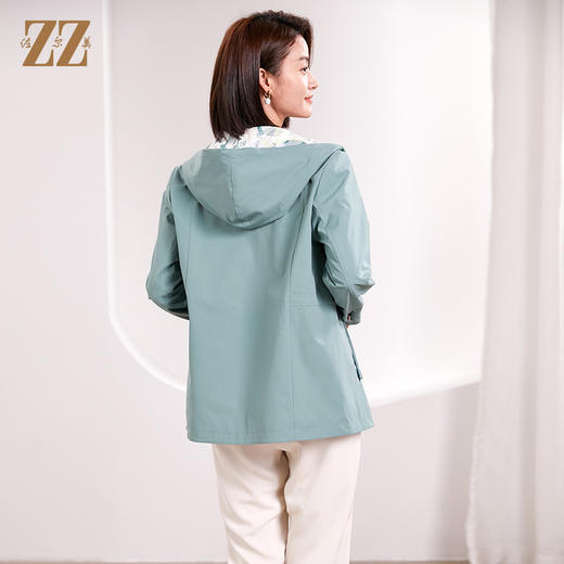 佐尔美春季新款 双面穿时尚气质连帽休闲短风衣外套女E33FD26 商品图4