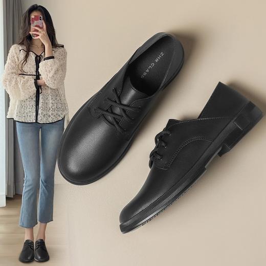 ZHR两穿单鞋女2024新款系带百搭英伦小皮鞋ins时尚女鞋子厚底圆头 商品图4