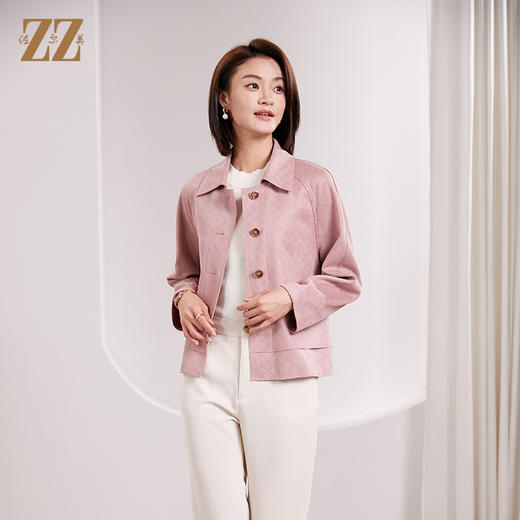 佐尔美春季新款 时尚菱形格短风衣外套女E33FD14 商品图2