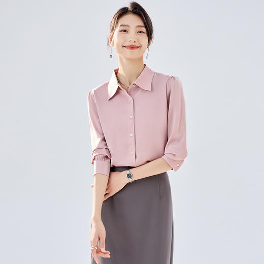 【简约商务】罗蒙四季款女式长袖衬衫百搭时尚清新百搭职场衬衫女 商品图9