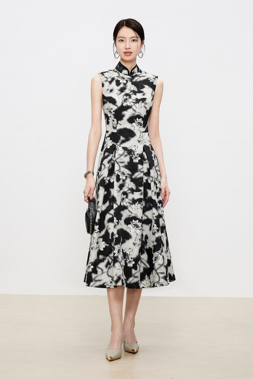 -仅剩L码一件玉色水墨晕染新中式连衣裙 HJ1S58 商品图3