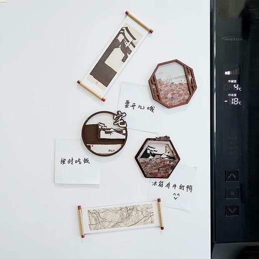 吴冠中 纪念大宅 青岛红楼 墙上姻亲系列 木质卷轴 冰箱贴5款 家居饰品 居家装饰 商品图3