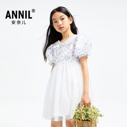 女童短袖连衣裙新款夏网纱甜美法式浪漫公主裙子安奈儿童装EG423087 商品图1