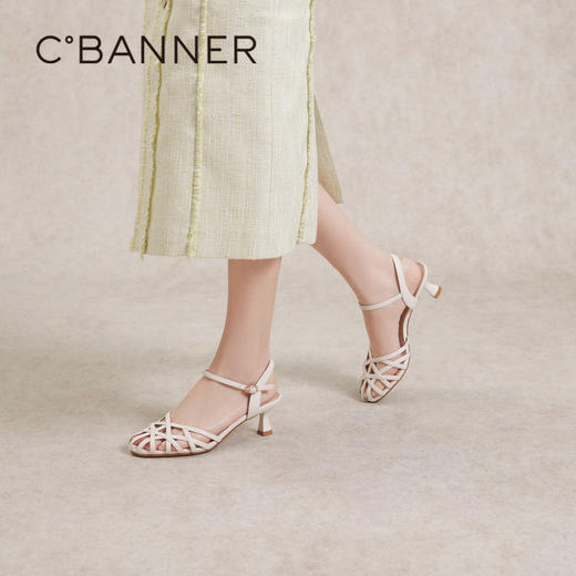 千百度时尚罗马凉鞋女夏季一字带细高跟鞋轻奢绝美凉鞋A24341062 商品图2