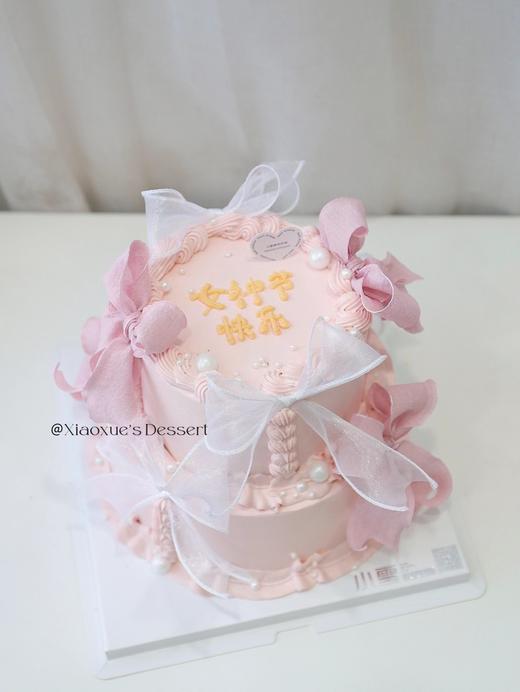 粉色蝴蝶结蛋糕（中间文字可以变） 商品图1