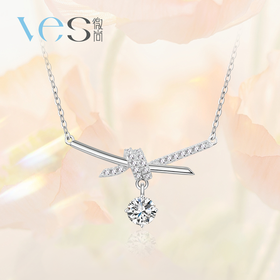 莫桑钻蝴蝶结银925套链