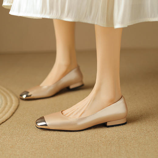 【预售5天】金属头中跟单鞋，法式气质方头银色高跟鞋LD-6719 商品图2