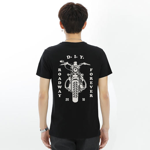 潮流机车图案印花设计合体版型透气全棉短袖T恤衫复古bike半袖款 NMT-2108 商品图1