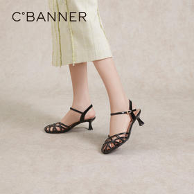 千百度时尚罗马凉鞋女夏季一字带细高跟鞋轻奢绝美凉鞋A24341062