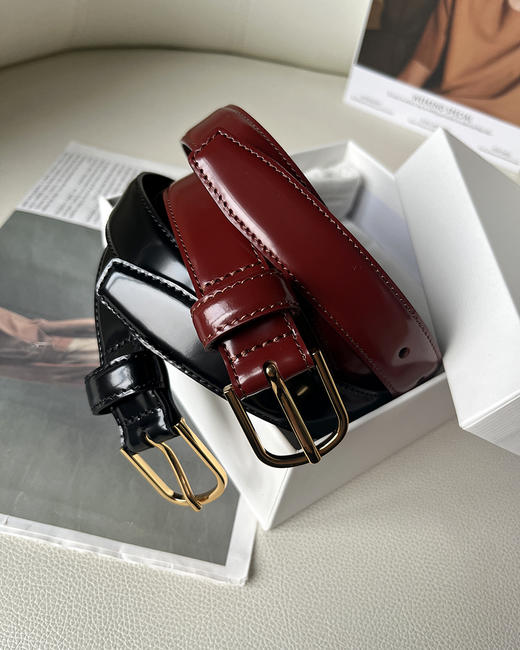 现货 THS 3.16-无 极简无标 进口开边珠牛皮腰带 亮皮皮带 2色 CR210 商品图1