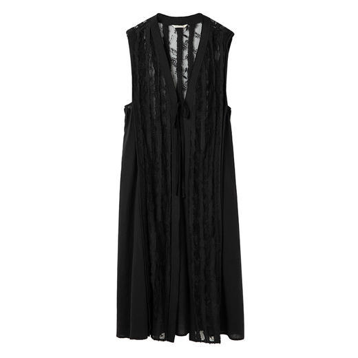 famecoco新中式v领镂空开衫马甲长款女无袖小众马夹FAC1CA005 商品图6