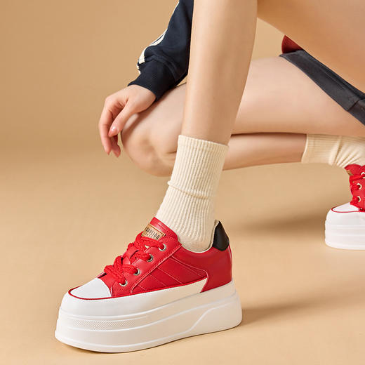 真皮春夏款板鞋运动休闲鞋百搭厚底小白鞋BT-S1099-2 商品图2