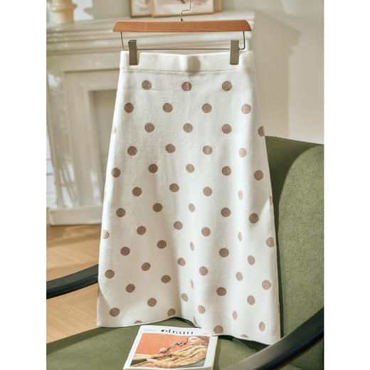 欧芮儿春新款高腰显瘦波点针织半身裙女中长款百搭包臀裙 商品图0
